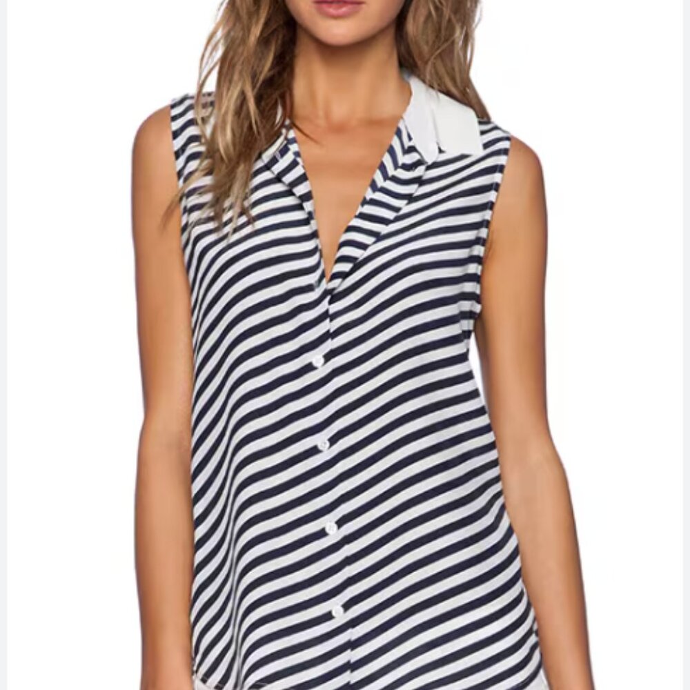 Worn on And Just Like That: Equipment Striped Silk Blouse  (XS)